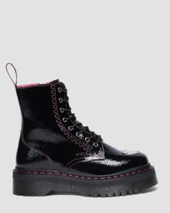 Boots plateformes Jadon en cuir Distressed Patent in Noir
