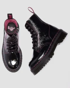 Boots plateformes Jadon en cuir Distressed Patent in Noir