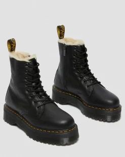 Boots plateformes Jadon en cuir fourrées in Noir