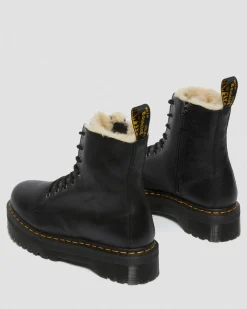 Boots plateformes Jadon en cuir fourrées in Noir