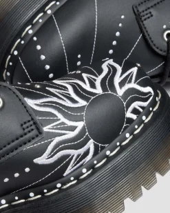 Boots plateformes Jason Hi Solar Flare en cuir reconditionné in Noir & Blanc