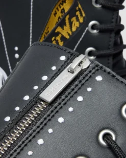 Boots plateformes Jason Hi Solar Flare en cuir reconditionné in Noir & Blanc