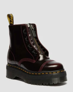 Boots Plateformes Sinclair En Cuir Arcadia in Rouge Cherry Red