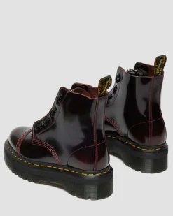 Boots Plateformes Sinclair En Cuir Arcadia in Rouge Cherry Red