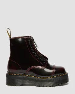 Boots Plateformes Sinclair En Cuir Arcadia in Rouge Cherry Red