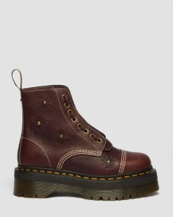 Boots plateformes Sinclair Flower en cuir Grizzly in Marron Foncé
