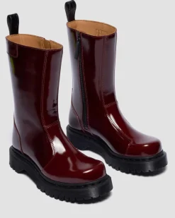 Boots Rejena en cuir Laquered in Rouge Cherry Red