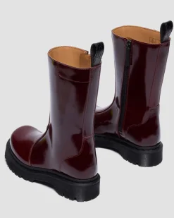 Boots Rejena en cuir Laquered in Rouge Cherry Red
