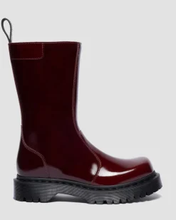 Boots Rejena en cuir Laquered in Rouge Cherry Red