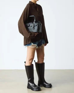 Boots Rejena Hi en cuir Old Harness in Noir