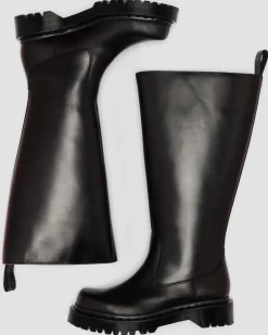 Boots Rejena Hi en cuir Old Harness in Noir
