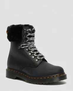 Boots 1460 Serena à Col Doublées de Fourrure Synthétique in Noir