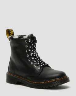 Boots 1460 Serena en Cuir Doublées de Fourrure Synthétique Junior in Noir