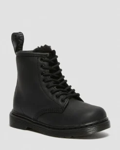 Boots 1460 Serena en cuir fourrées pour tout-petit in Noir