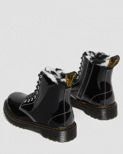 Boots 1460 Serena en cuir Patent Lamper et fourrure synthétique Junior in Noir
