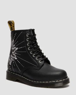 Boots 1460 Solar Flare en cuir reconditionné in Noir & Blanc