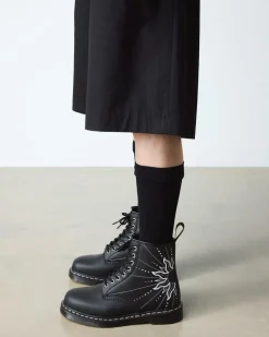 Boots 1460 Solar Flare en cuir reconditionné in Noir & Blanc