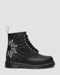 Boots 1460 Solar Flare en cuir reconditionné in Noir & Blanc