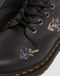 Boots 1460 Vonda Floral en cuir reconditionné in Noir & Blanc