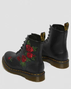 Boots 1460 Vonda Floral Rose en cuir à lacets in Noir