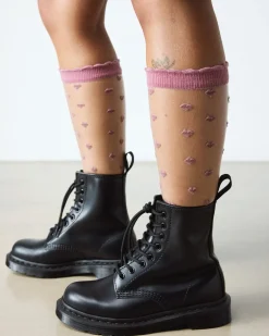 Chaussettes courtes Heart Mesh en coton biologique mélangé in Rose Poudré