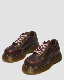 Chaussures Buzz en cuir Flower Grizzly à 5 œillets in Marron Foncé