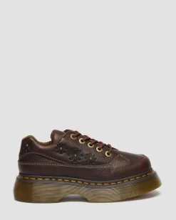 Chaussures Buzz en cuir Flower Grizzly à 5 œillets in Marron Foncé