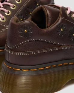 Chaussures Buzz en cuir Flower Grizzly à 5 œillets in Marron Foncé