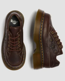 Chaussures Buzz en cuir Flower Grizzly à 5 œillets in Marron Foncé