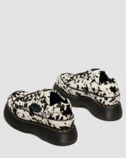 Chaussures Buzz à 5 œillets en cuir Hair On dalmatien in Crème & Noir