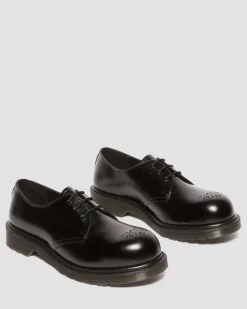 Chaussures 1461 en cuir Analine à coque en acier in Noir