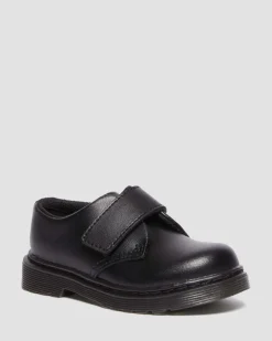 Chaussures Kamron en cuir à brides velcro pour tout-petit in Noir