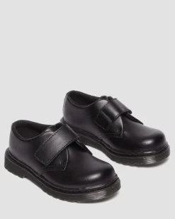 Chaussures Kamron en cuir à brides velcro pour tout-petit in Noir