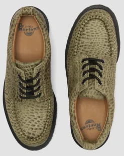 Chaussures Lowell en cuir Hair On à bout mocassin in Olive Vert