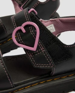 Chaussures Marlowe II Glitter Heart en cuir à brides Junior in Noir