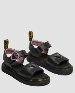 Chaussures Marlowe II Glitter Heart en cuir à brides Junior in Noir
