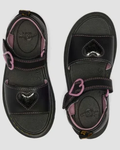 Chaussures Marlowe II Glitter Heart en cuir à brides Junior in Noir