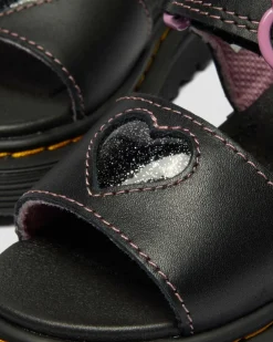 Chaussures Marlowe II Glitter Heart en cuir à brides pour tout-petit in Noir