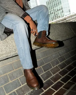 Chelsea boots en cuir Grizzly et fourrure synthétique in Marron Foncé