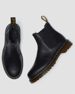Chelsea boots en cuir Grizzly et fourrure synthétique in Noir