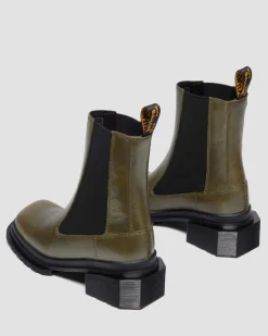 Chelsea boots Maybole en cuir à bout carré in Olive Vert