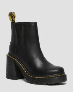 Chelsea Boots Spence en Cuir à Talons Évasés in Noir