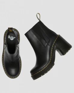 Chelsea Boots Spence en Cuir à Talons Évasés in Noir
