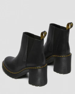 Chelsea Boots Spence en Cuir à Talons Évasés in Noir