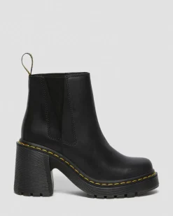 Chelsea Boots Spence en Cuir à Talons Évasés in Noir
