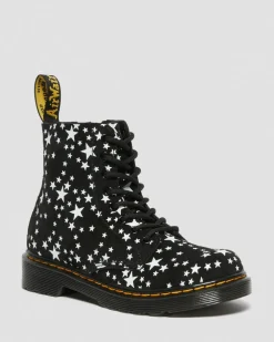 Junior 1460 Pascal Star Suede Lace Up Boots in Noir