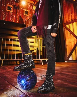 Junior 1460 Pascal Star Suede Lace Up Boots in Noir