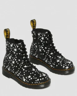 Junior 1460 Pascal Star Suede Lace Up Boots in Noir