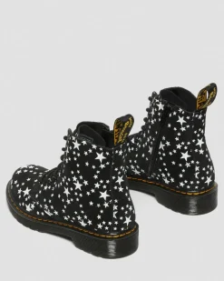 Junior 1460 Pascal Star Suede Lace Up Boots in Noir
