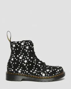 Junior 1460 Pascal Star Suede Lace Up Boots in Noir